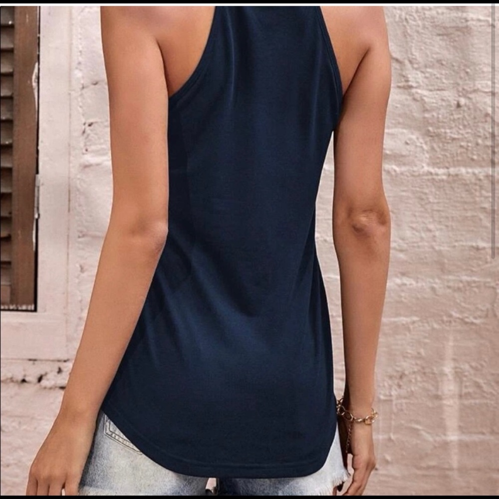 💢LAST ONE💢 soft navy blue cut out tank - Picture 2 of 3